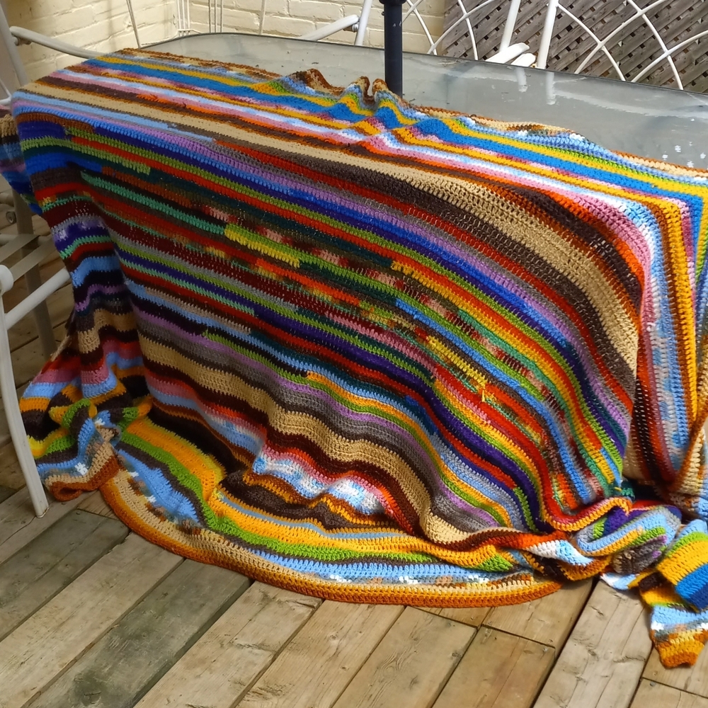 Colorful Striped Crochet Blanket - Picture 5 of 6